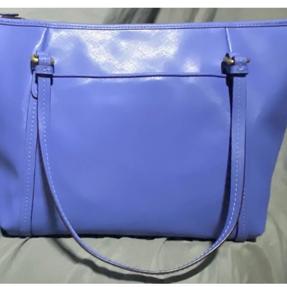 Coach Peyton Large Saffiano Leather Tote Periwinkle Cornflower Porcelain Blue - Picture 4 of 11